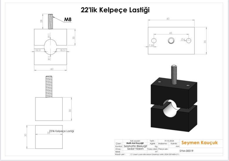 22 mm KELEPÇE TAKOZ LASTİĞİ VRF BAKIR BORU İÇİN 